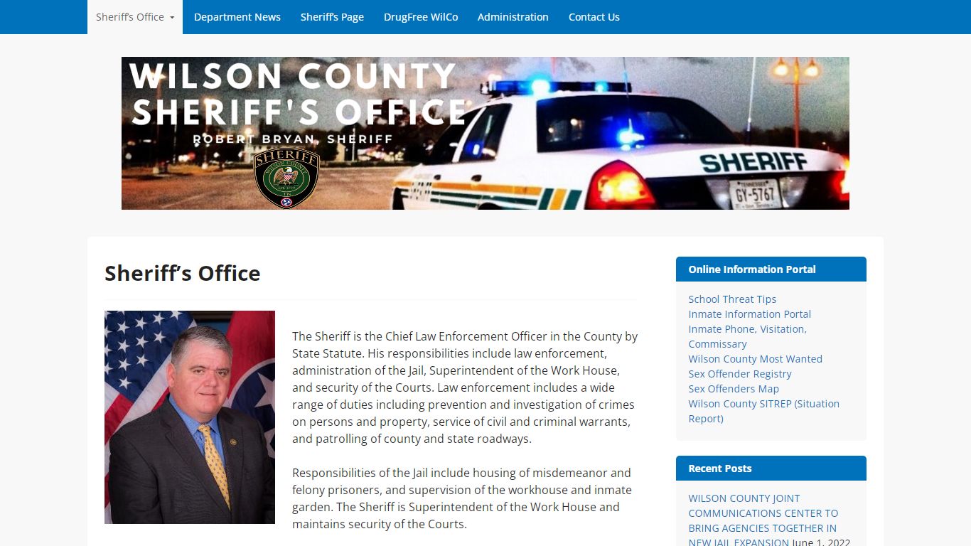 Wilson County Sheriff's Office – Robert Bryan, Sheriff